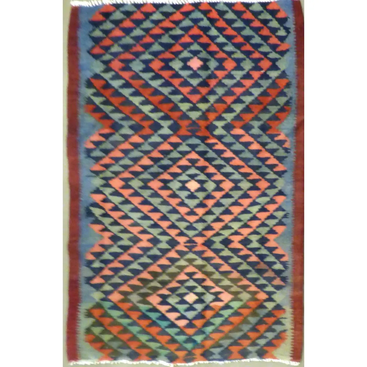 One Of The Kind Authentic Hand-Knotted Sanandaj Vintage Kilim 5'0" X 3'8"